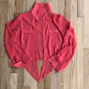 Pinkish Peach Long Sleeve Buttoned Down Shirt